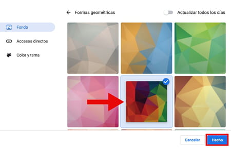 Cambiar el fondo en Chrome