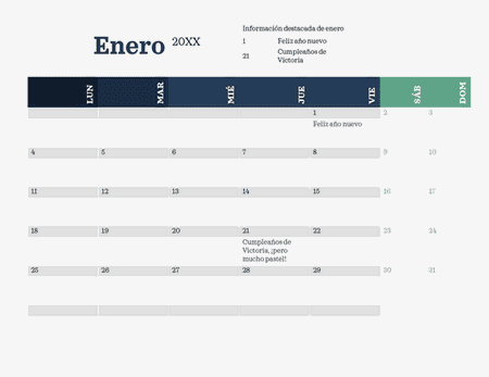 Plantillas de Office para insertar calendarios en Word