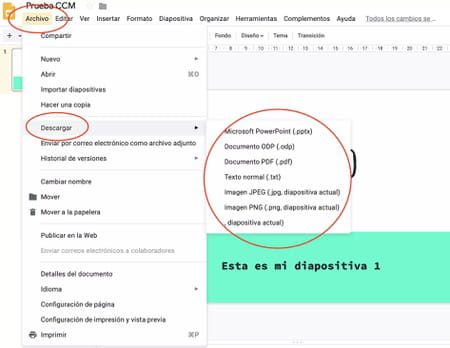 Cómo descargar una presentación creada en Google Slides