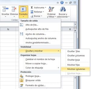 Cómo mostrar filas o columnas ocultas en Excel